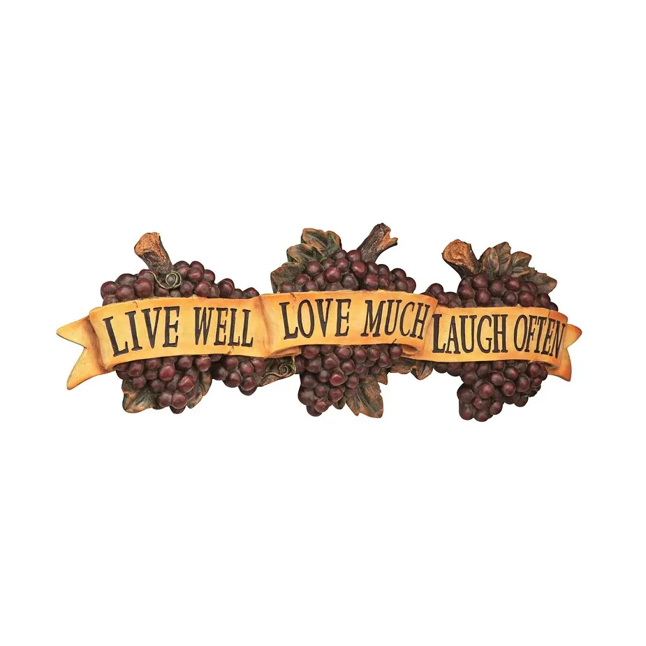 Live-Love-Laugh Italian Sign Grape Wall Sculpture