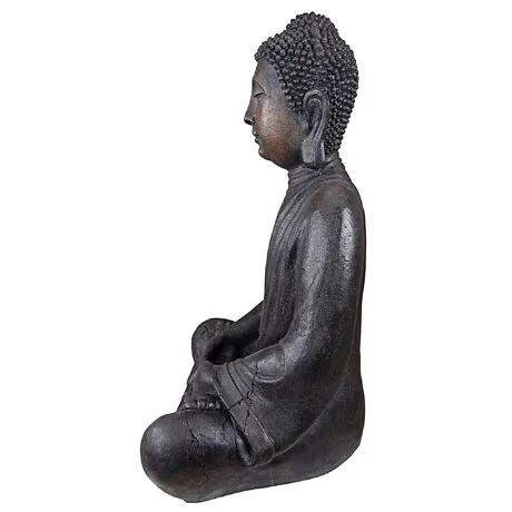 Meditative Buddha of the Grand Temple Statue: Basalt Finish, Large