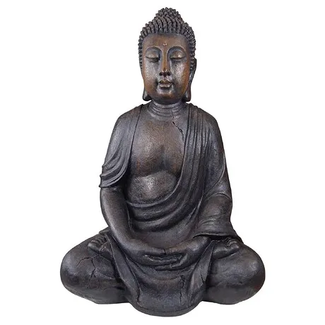 Meditative Buddha of the Grand Temple Statue: Basalt Finish, Large