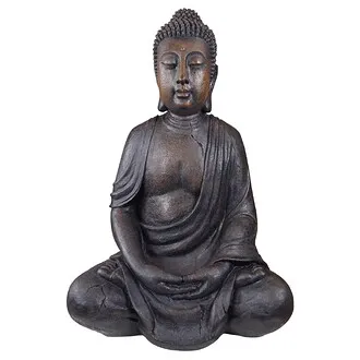 Meditative Buddha of the Grand Temple Statue: Basalt Finish, Large