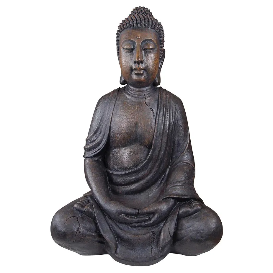 Meditative Buddha of the Grand Temple Statue: Basalt Finish, Large