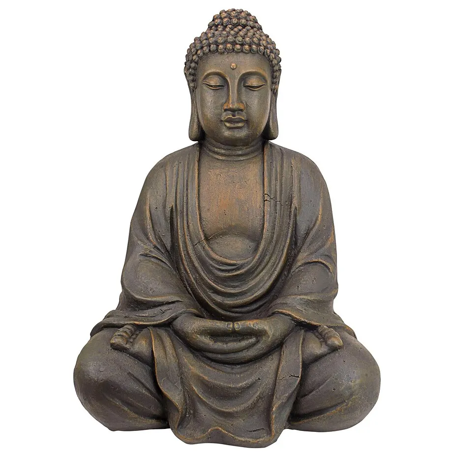 Meditative Buddha of the Grand Temple Statue: Basalt Finish, Medium