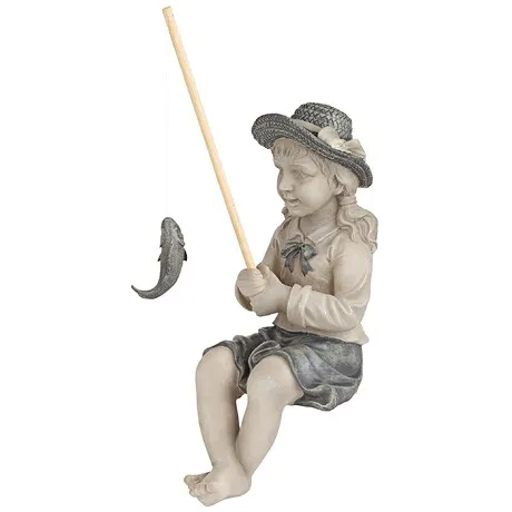Nellie's Big Catch Fisherwoman Statue: Medium