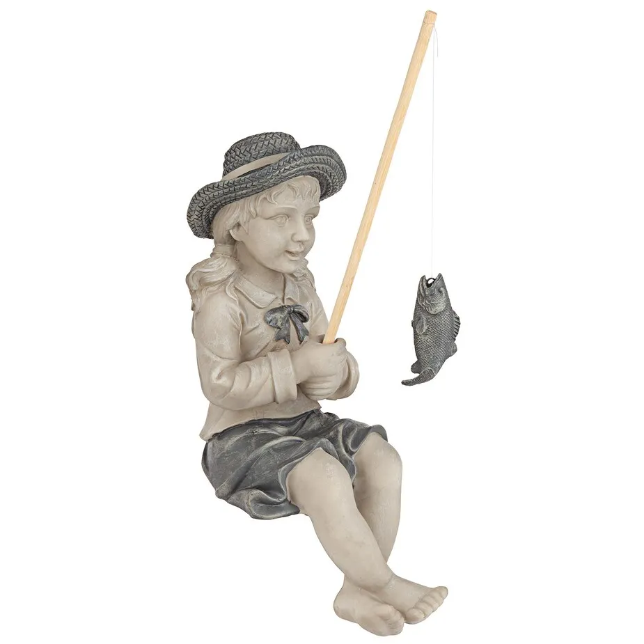 Nellie's Big Catch Fisherwoman Statue: Medium