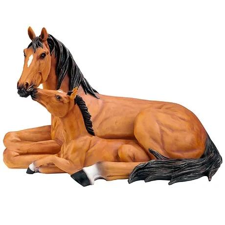 Motherly Love Pony Foal and Mare Horse Statue