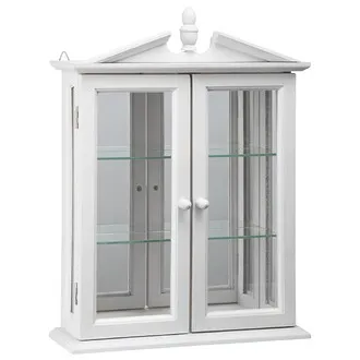 Amesbury Manor Hardwood Wall Curio Cabinet: Lily White Finish