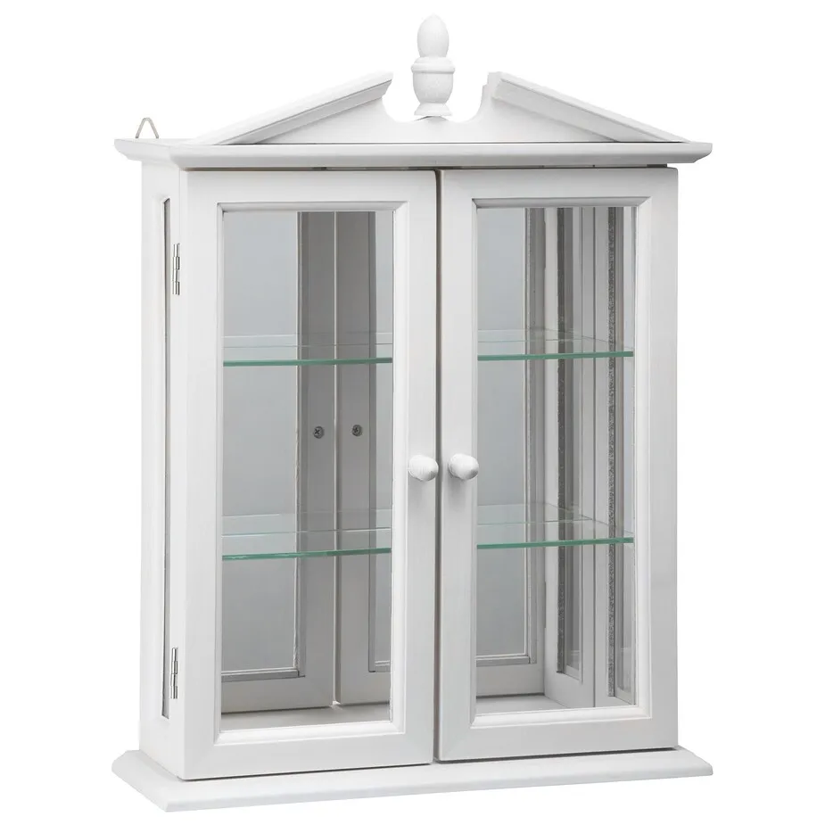 Amesbury Manor Hardwood Wall Curio Cabinet: Lily White Finish
