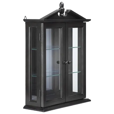 Amesbury Manor Hardwood Wall Curio Cabinet: Ebony Black Finish
