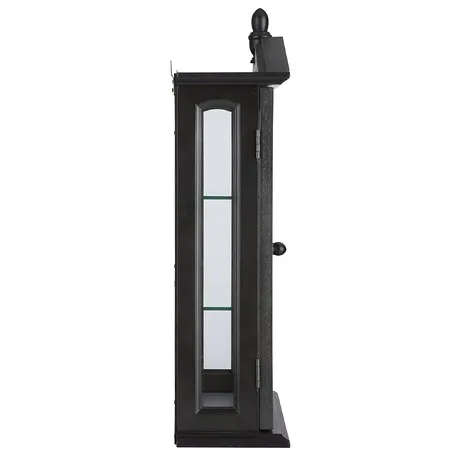 Amesbury Manor Hardwood Wall Curio Cabinet: Ebony Black Finish