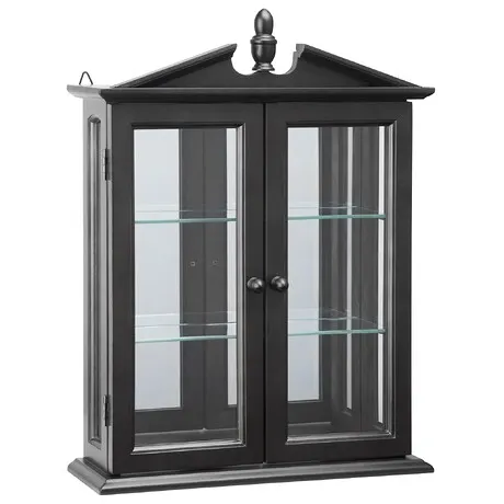 Amesbury Manor Hardwood Wall Curio Cabinet: Ebony Black Finish