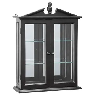 Amesbury Manor Hardwood Wall Curio Cabinet: Ebony Black Finish