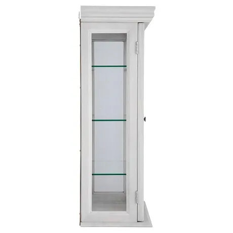 Country Tuscan Hardwood Wall Curio Cabinet: Lily White Finish