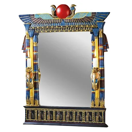 Wadjet Egyptian Wall Mirror with Cobra Sconces