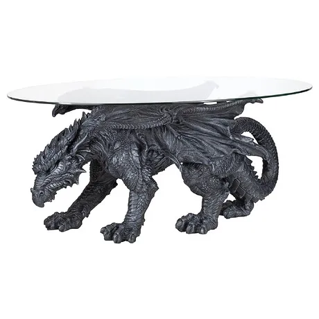 Warwickshire Gothic Dragon Glass-Topped Sculptural Coffee Table