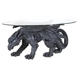 Warwickshire Gothic Dragon Glass-Topped Sculptural Coffee Table