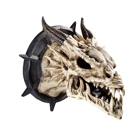 Horned Dragon Skull Trophy Wall Sculpture: Each