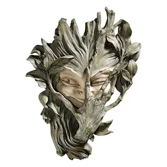 Bashful Wood Sprite Greenman Wall Sculpture