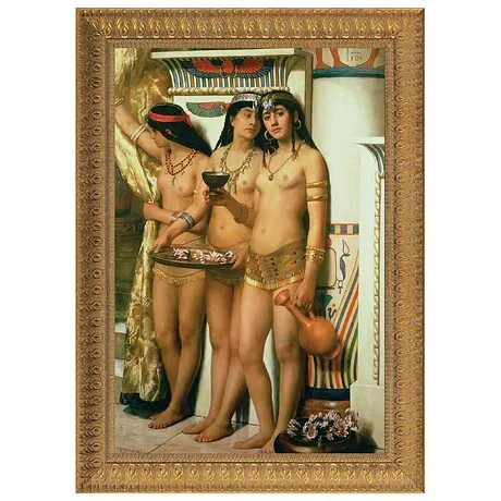 Pharaoh's Handmaidens Framed Canvas Replica Painting: Small