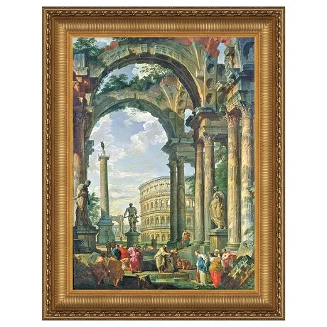 Roman Capriccio Framed Canvas Replica Painting: Grande