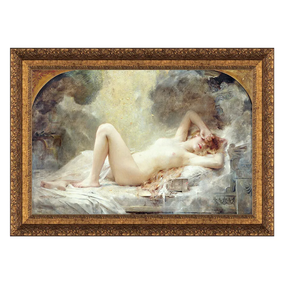 Golden Rain Framed Canvas Replica Painting: Large