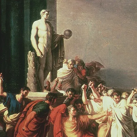 Death of Julius Caesar Framed Canvas Replica Painting: Large