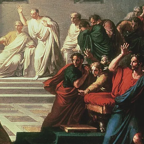 Death of Julius Caesar Framed Canvas Replica Painting: Grande