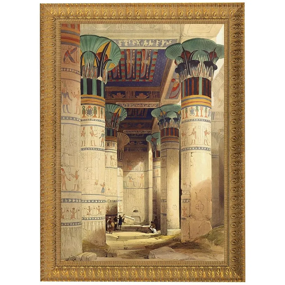 Egyptian Grand Portico Philae Framed Canvas Replica Painting: Small