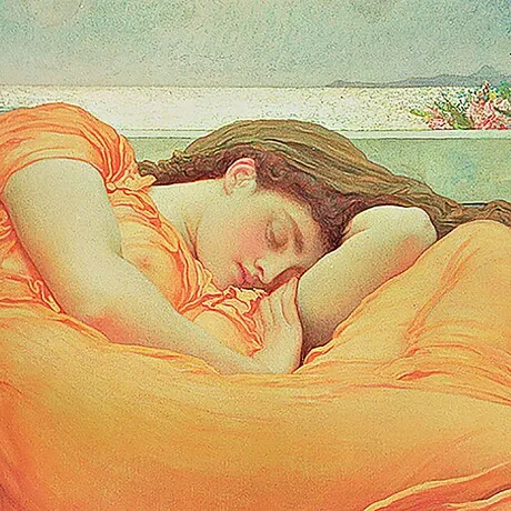 Flaming June Framed Canvas Replica Painting: Large