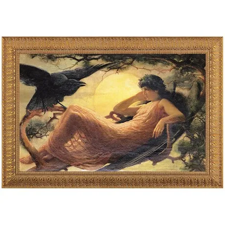 The Night Raven Sings, Framed Canvas Replica Painting: Medium