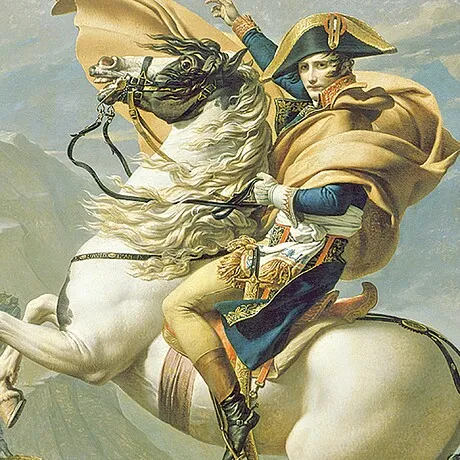 Napoleon Crosses the Alps Framed Canvas Replica Painting: Medium