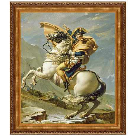Napoleon Crosses the Alps Framed Canvas Replica Painting: Large