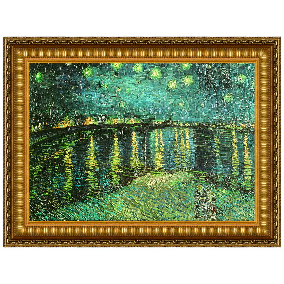 La Nuit Etoilee Framed Canvas Replica Painting: Medium