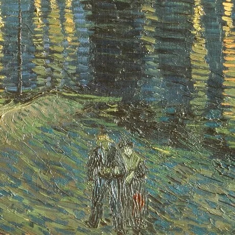 La Nuit Etoilee Framed Canvas Replica Painting: Large