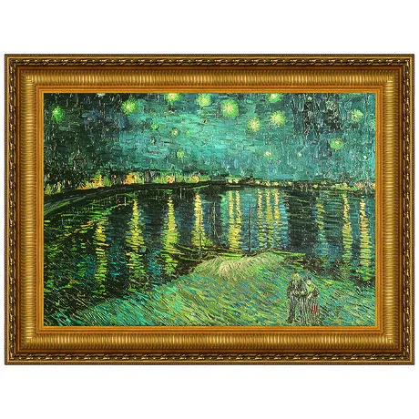 La Nuit Etoilee Framed Canvas Replica Painting: Large