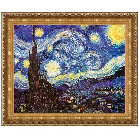 Starry Night Framed Canvas Replica Painting: Large