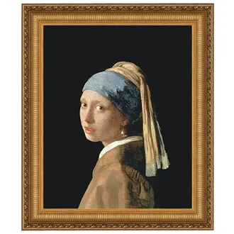 The Girl with a Pearl Earring Framed Canvas Replica Painting: Large