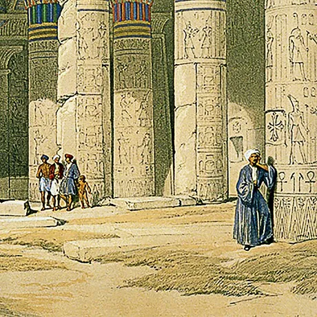 Grand Portico of the Temple of Philae Framed Canvas Replica Painting: Small