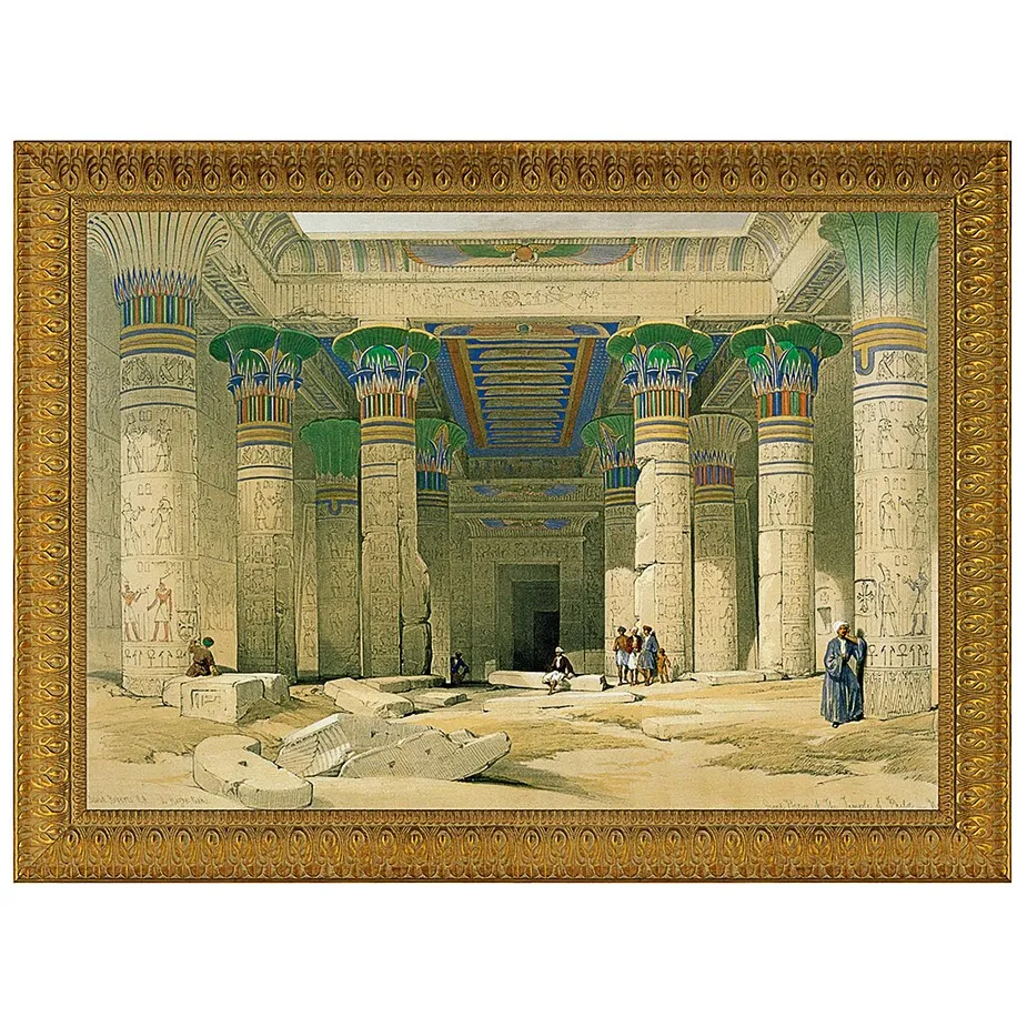 Grand Portico of the Temple of Philae Framed Canvas Replica Painting: Medium