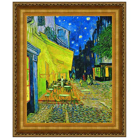 Cafe Terrace on the Place du Forum Framed Canvas Replica Painting: Medium