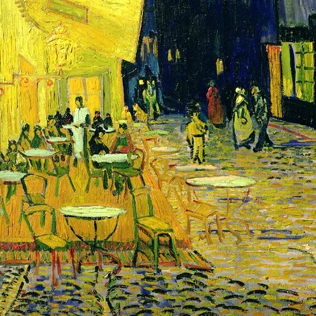Cafe Terrace on the Place du Forum Framed Canvas Replica Painting: Large