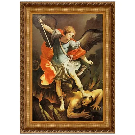 Archangel Saint Michael Framed Canvas Replica Painting: Medium