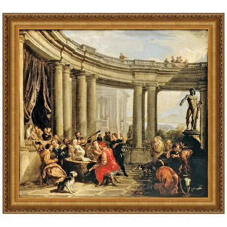 Concert Given in the Interior Framed Canvas Replica Painting: Medium