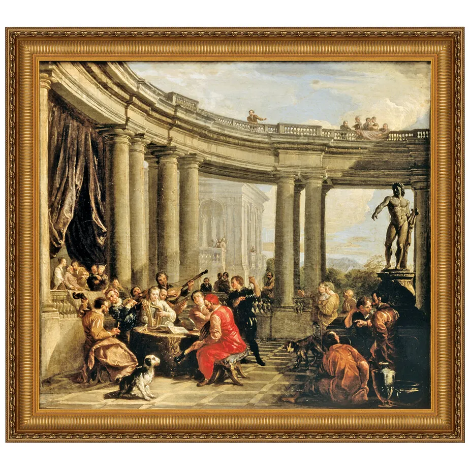 Concert Given in the Interior Framed Canvas Replica Painting: Grande