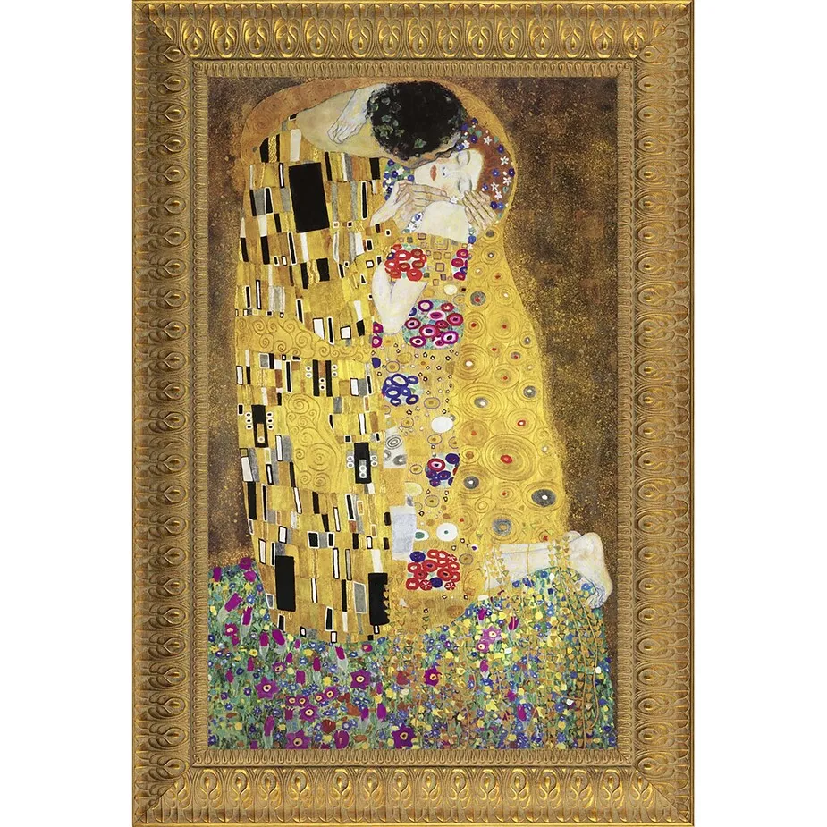 The Kiss Framed Canvas Replica Painting: Medium