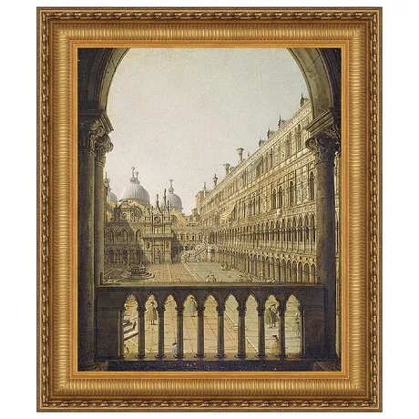 Interior Court of the Doge's Palace Framed Canvas Replica Painting: Medium