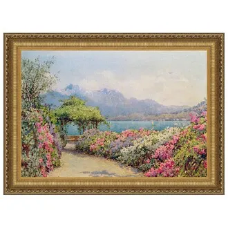 Lake Como from the Villa Framed Canvas Replica Painting: Small