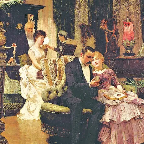 The Conversation Piece Framed Canvas Replica Painting: Large