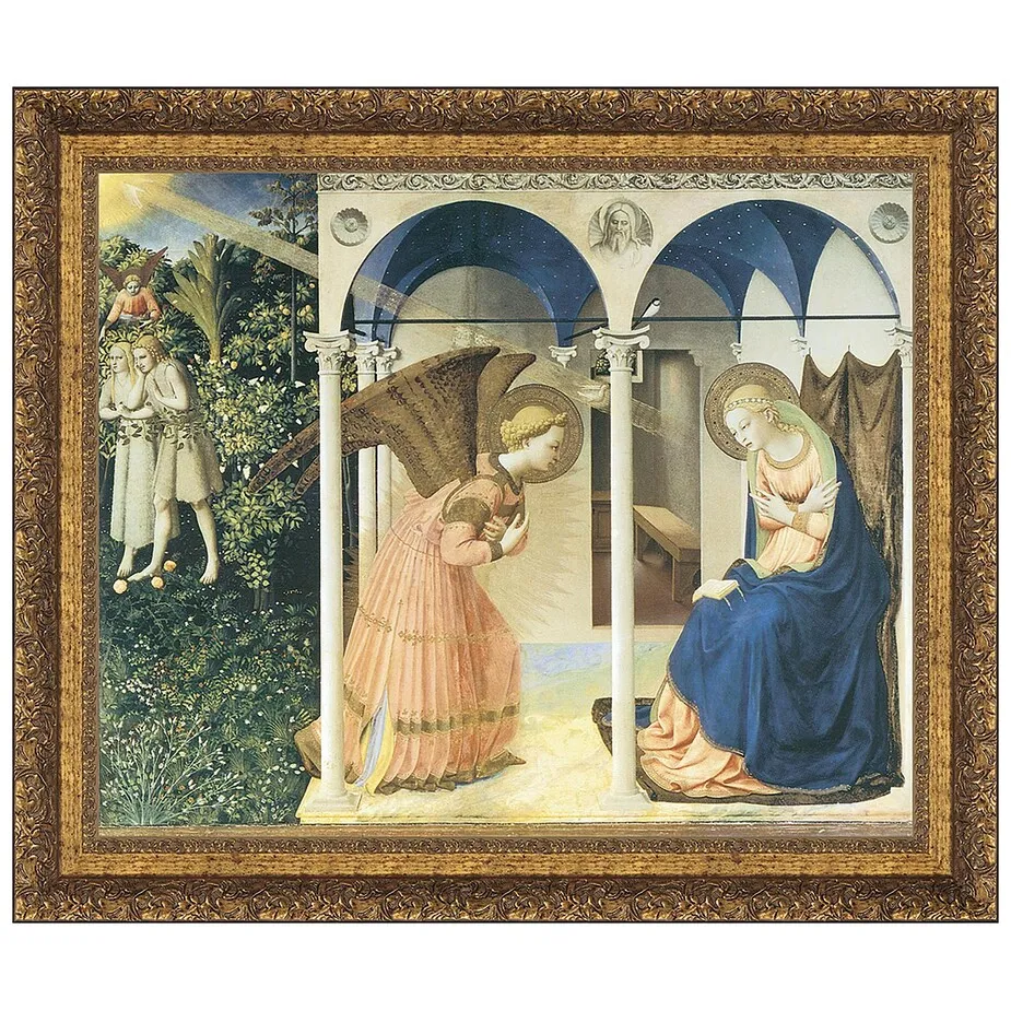 The Annunciation Altarpiece Framed Canvas Replica Painting: Small