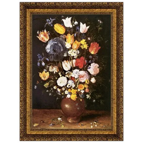 Bouquet of Flowers Framed Canvas Replica Painting: Medium