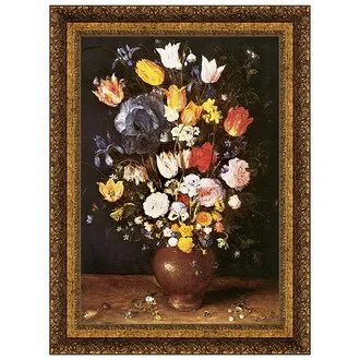 Bouquet of Flowers Framed Canvas Replica Painting: Grande